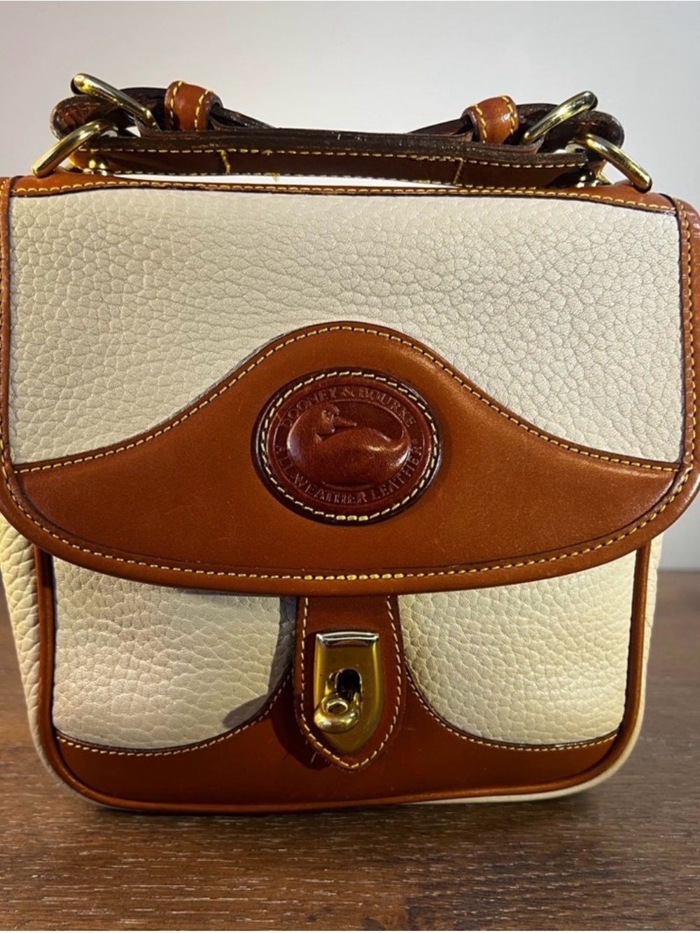 Vintage Dooney & Bourke AWL Square Carrier Crossbody Top Handle Bag USA British - Picture 1 of 16